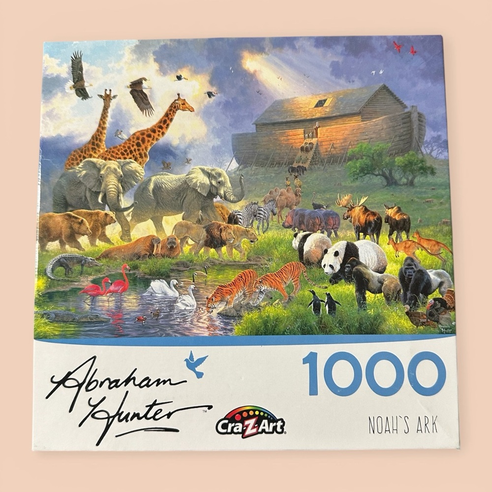 Abraham Hunter "Noah's Ark" 1000-Piece Puzzle - Colorful Animal Illustration NIB